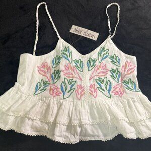 NWT Anthropologie Chloe Oliver Floral Embroidered Boho Top – Sz L